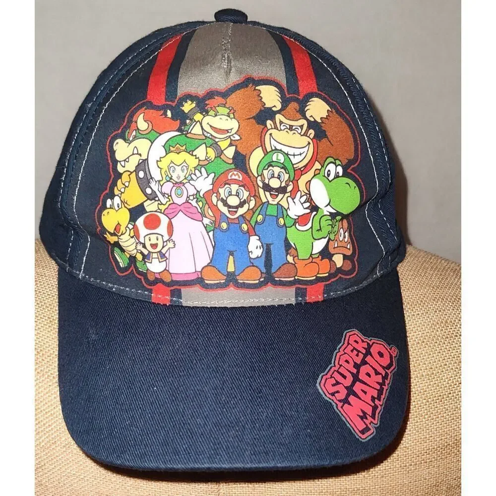 Super Mario Snap Back Hat Cap Mario Blue Snapback 2018 Nintendo Kids